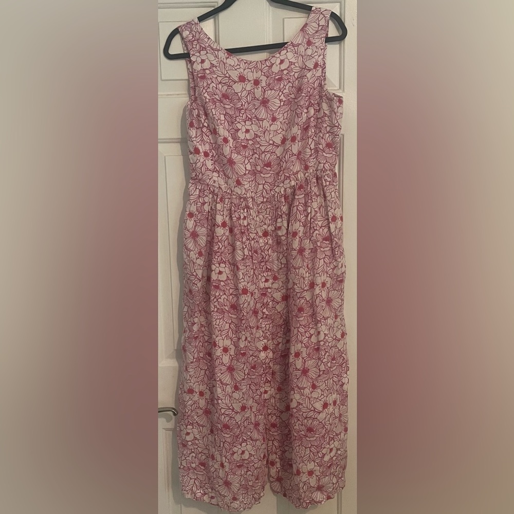 Bagutta 100% Ramie white and pink floral dress size M